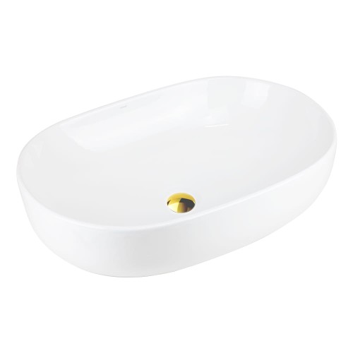 Umywalka nablatowa OLVENA UC5566GL 600x400x150mm Owalna Złoty korek