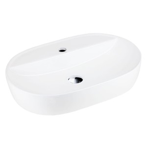 Umywalka nablatowa OLVENA UC5658CH 600x400x120mm Otwór na baterię Chromowany korek