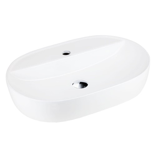 Umywalka nablatowa OLVENA UC5658CH 600x400x120mm Otwór na baterię Chromowany korek