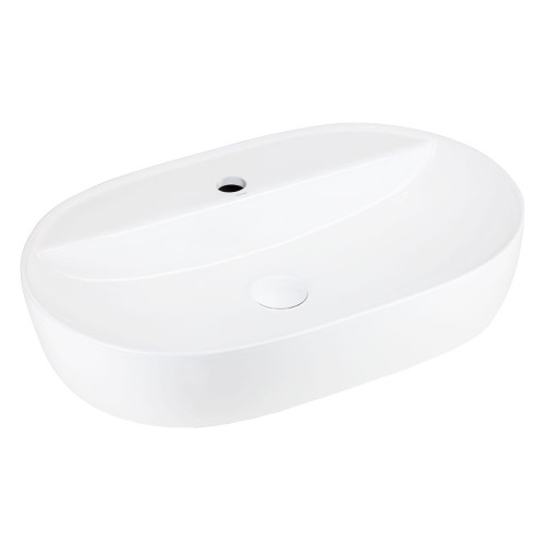 Umywalka nablatowa OLVENA UC5658WH 600x400x120mm Otwór na baterię Biały korek