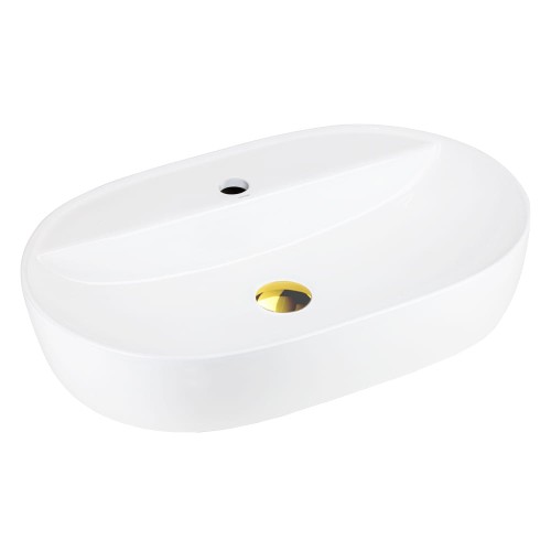 Umywalka nablatowa OLVENA UC5658GL 600x400x120mm Otwór na baterię Złoty korek