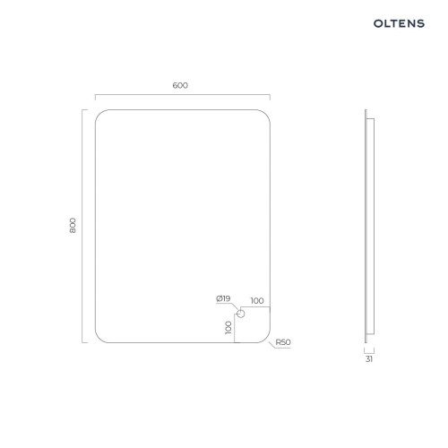 Oltens Nordlis lustro 60x80 cm prostokątne z oświetleniem od tyłu z matą grzewczą 64119000