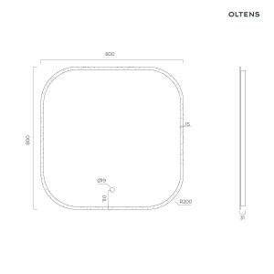 Oltens Nordlis lustro 80x80 cm kwadratowe z oświetleniem z przodu z matą grzewczą 64122000