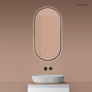 Oltens Nordlis lustro 50x100 cm owalne z oświetleniem od tyłu z matą grzewczą czarny 64129300