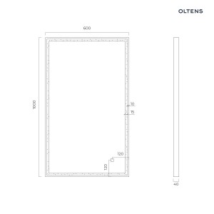 Oltens Nordlis lustro 60x100 cm prostokątne z oświetleniem z przodu z matą grzewczą miedź szczotkowana 64106610