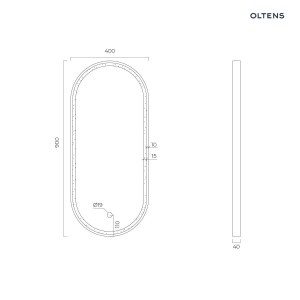Oltens Nordlis lustro 40x90 cm owalne z oświetleniem z przodu z matą grzewczą miedź szczotkowana 64103610