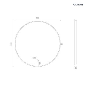 Oltens Nordlis lustro 80 cm okrągłe z oświetleniem z oświetleniem od tyłu z matą grzewczą miedź szczotkowana 64109610