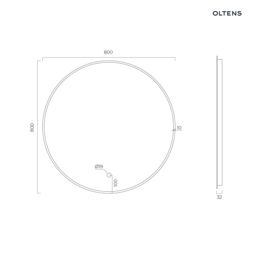 Oltens Nordlis lustro 80 cm okrągłe z oświetleniem z oświetleniem od tyłu z matą grzewczą miedź szczotkowana 64109610