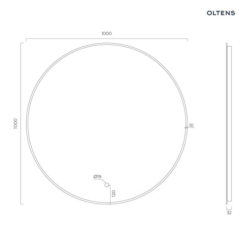 Oltens Nordlis lustro 100 cm okrągłe z oświetleniem od tyłu z matą grzewczą miedź szczotkowana 64110610