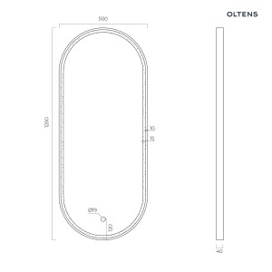Oltens Nordlis lustro 50x120 cm owalne z oświetleniem z przodu z matą grzewczą miedź szczotkowana 64104610