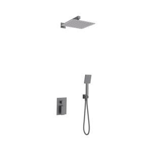 Zestaw prysznicowy ANGO Z01MGM gunmetal z deszczownicą 25 cm, baterią podtynkową i prysznicem