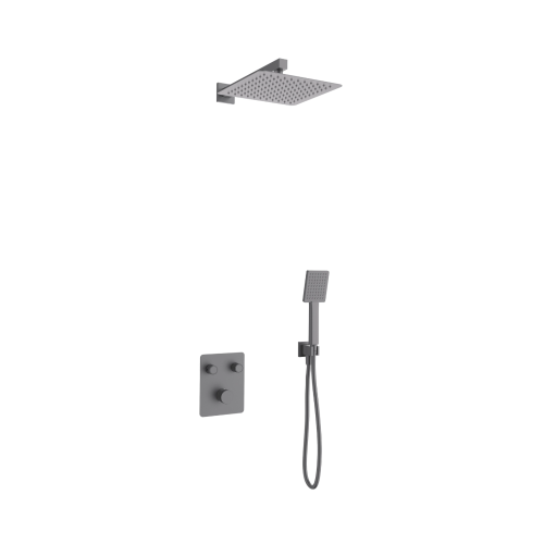 Zestaw prysznicowy podtynkowy ANGO Z02MGM Deszczownica 25cm Mieszacz Słuchawka prysznicowa Gunmetal