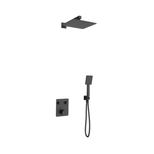 Zestaw prysznicowy podtynkowy ANGO Z02TBL Deszczownica 25cm Termostat Słuchawka prysznicowa Czarny