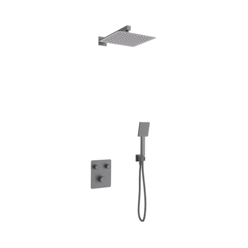 Zestaw prysznicowy podtynkowy ANGO Z02TGM Deszczownica 25cm Termostat Słuchawka prysznicowa Gunmetal