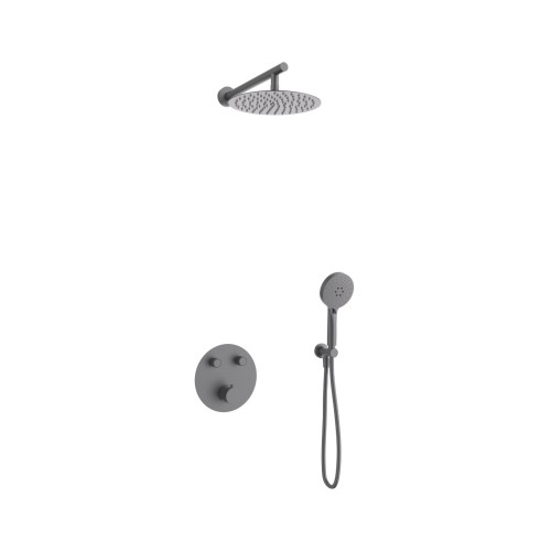 Zestaw prysznicowy podtynkowy LUGO Z04TGM Deszczownica 25cm Termostat Słuchawka prysznicowa Gunmetal