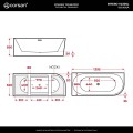 Wanna narożna INTERO V230SLGM 140 cm Montaż lewostronny Przelew szczelinowy Korek klik klak Gunmetal