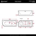 Wanna narożna INTERO V230SPBL 140 cm Montaż prawostronny Przelew szczelinowy Korek klik klak Czarny