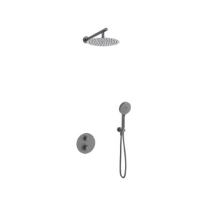 Zestaw prysznicowy podtynkowy LUGO Z03TGM Deszczownica 25cm Termostat Słuchawka prysznicowa Gunmetal