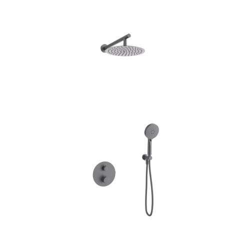 Zestaw prysznicowy podtynkowy LUGO Z03TGM Deszczownica 25cm Termostat Słuchawka prysznicowa Gunmetal