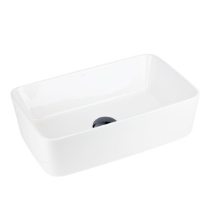 Umywalka nablatowa ANGO UC5627BL prostokątna 480x295x135 mm Czarny korek