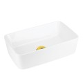 Umywalka nablatowa Ango prostokątna 480x295x135 mm z korkiem złotym