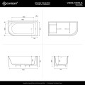 Wanna narożna INVELIA V220XLPCH 170x80 cm Montaż prawostronny Korek klik klak Chrom