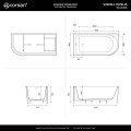 Wanna narożna INVELIA V220XLLBL 170x80 cm Montaż lewostronny Korek klik klak Czarny