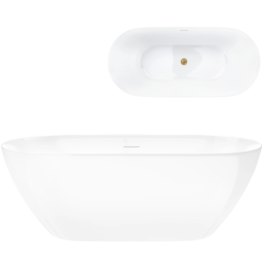 Wanna wolnostojąca OLVENA V041MBGL 150 cm Korek klik klak Złoto szczotkowane