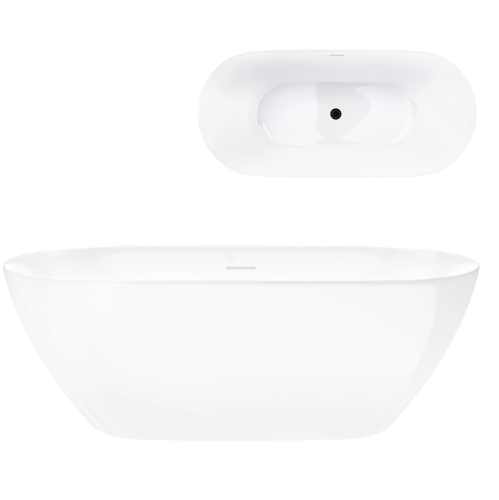 Wanna wolnostojąca OLVENA V041MBL 150 cm Korek klik klak Czarny