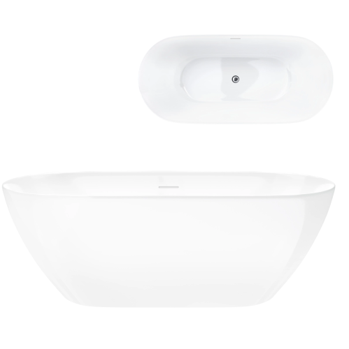 Wanna wolnostojąca OLVENA V041MCH 150 cm Korek klik klak Chrom