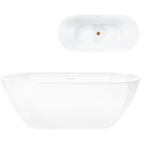 Wanna wolnostojąca OLVENA V041MGL 150 cm Korek klik klak Złoty