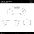 Wanna wolnostojąca AVOLA V032XXLBGL 180 cm Korek klik klak Złoto szczotkowane
