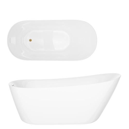 Wanna wolnostojąca ESTELLA II SLIM V038XLBGL 170 cm Korek klik klak Złoto szczotkowane
