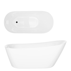 Wanna wolnostojąca ESTELLA II SLIM V038XLBL 170 cm Korek klik klak Czarny