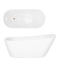 Wanna wolnostojąca ESTELLA II SLIM V038XLGL 170 cm Korek klik klak Złoty