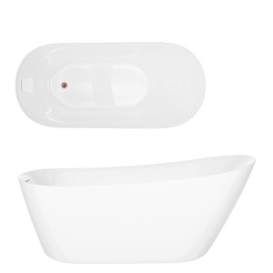 Wanna wolnostojąca ESTELLA II V038XLRG SLIM 170 cm Korek klik klak Różowe złoto