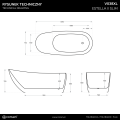 Wanna wolnostojąca ESTELLA II V038XLRG SLIM 170 cm Korek klik klak Różowe złoto