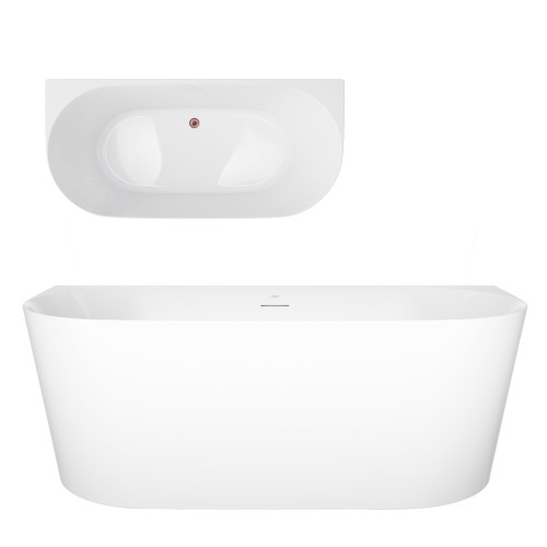 Wanna przyścienna MONO V029LSRG Slim 160 cm Przelew szczelinowy Korek klik klak Różowe Złoto