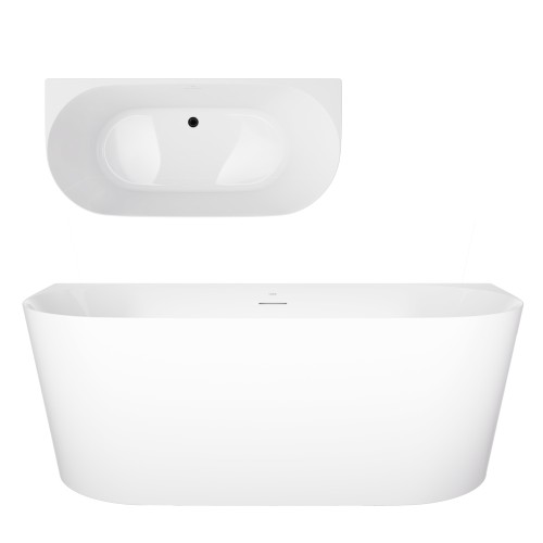 Wanna przyścienna MONO V029LSBL Slim 160 cm Przelew szczelinowy Korek klik klak Czarny