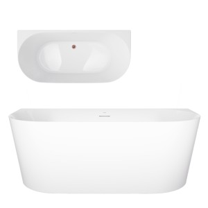 Wanna przyścienna MONO V029XLSRG Slim 170 cm Przelew szczelinowy Korek klik klak Różowe Złoto