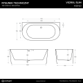 Wanna przyścienna MONO V029XLSRG Slim 170 cm Przelew szczelinowy Korek klik klak Różowe Złoto