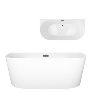 Wanna przyścienna MONO E029LSBL Slim 160 cm Korek klik klak Czarny