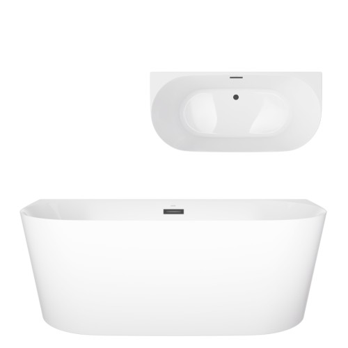 Wanna przyścienna MONO E029XLSBL Slim 170 cm Korek klik klak Czarny