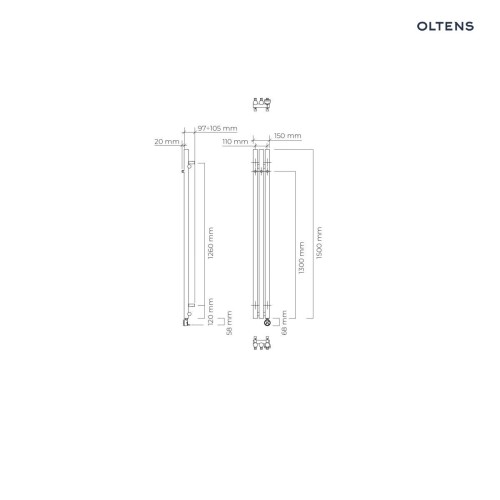 Oltens Stang (e) grzejnik elektryczny 150x15 cm miedź szczotkowana 55119610