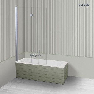 Oltens Langfoss Sela zestaw wanna prostokątna 140x70 cm akrylowa biała z parawanem nawannowym 115 cm 2-częściowy chrom 18000000