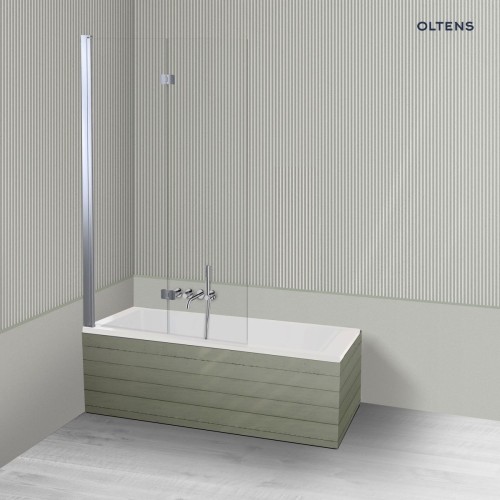 Oltens Langfoss Sela zestaw wanna prostokątna 140x70 cm akrylowa biała z parawanem nawannowym 115 cm 2-częściowy chrom 18000000