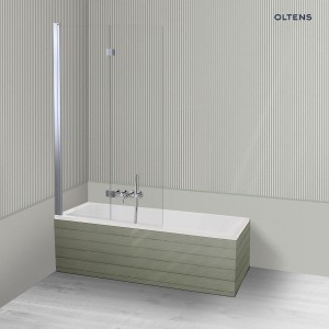 Oltens Langfoss Sela zestaw wanna prostokątna 150x70 cm akrylowa biały mat z parawanem nawannowym 115 cm 2-częściowy chrom 18001900