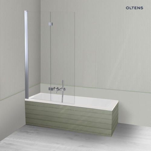 Oltens Langfoss Sela zestaw wanna prostokątna 160x70 cm akrylowa biała z parawanem nawannowym 115 cm 2-częściowy chrom 18002000