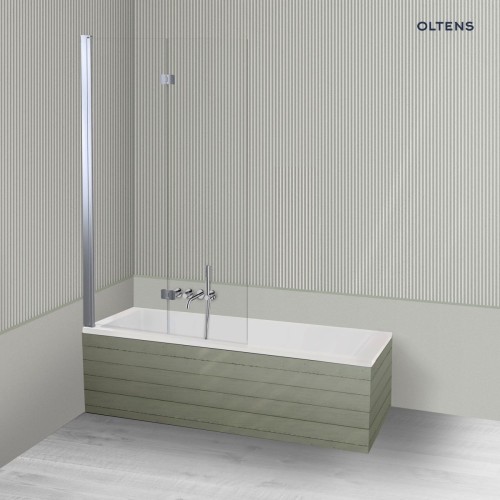 Oltens Langfoss Sela zestaw wanna prostokątna 160x70 cm akrylowa biały mat z parawanem nawannowym 115 cm 2-częściowy chrom 18002900