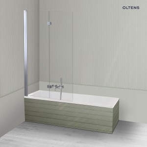 Oltens Langfoss Sela zestaw wanna prostokątna 170x70 cm akrylowa biała z parawanem nawannowym 115 cm 2-częściowy chrom 18003000